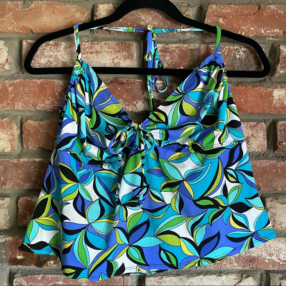 Catalina Vintage Tankini Halter Swim Top Abstract